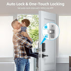 Miuedo WiFi Smart Locks for Front Door with Handle Sets, Keyless Entry Door Lock Fingerprint Deadbolt, Electronic Digital Touchscreen keypad, App Control, Easy to Install (Black)