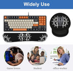 Keyboard Wrist Rest + Mouse Pad Wrist Support Set with Coasters, Moon and Sun with Many Fractal Faces Celestial Energy Mystic Art Wrist Mouse Pad with Non-Slip PU Base for Home Office Working Studying