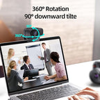 SynthMeet 4K Webcam for PC, 1080P@60FPS, 4K Camera with Noise-reducing Microphone, 92°FOV, 8MP USB Webcam Plug and Play, Privacy Cover, Works Perfect for Meeting Platform Zoom/Teams/Skype/Google Meet
