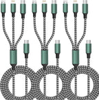 USB C Multi Charging Cable, (3 Pack 4FT), 3 in 1 Charging Cable Nylon Braided Universal Charger Cable with Type-C, Micro USB,IP Port for iPhone16/15 Series/Cell Phones & Pads and Other Devices