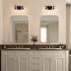 VONLUCE Bathroom Vanity Light, 2 Light Bathroom Light Fixture Over Mirror, Bathroom Wall Lamp with Clear Glass, Modern Black Vanity Lighting fixtures for Bathroom, Bedroom, Hallway