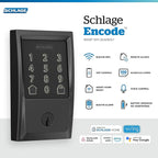 Schlage Encode Smart WiFi Deadbolt Lock for Front Door - Keyless Entry with App or Touchscreen - Works with Alexa, Hey Google, & Airbnb - Create Codes for Guests - Matte Black