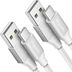 etguuds USB A to USB C Cable 6.6ft, 2-Pack, 3A Fast Charging Type C Charger Cord for iPhone 17 16 15 Pro Max 16e 17 Air, Samsung Galaxy S25 S24 S23 S22 S21 S20 A17 A16 A56 A55 Flip Fold, White