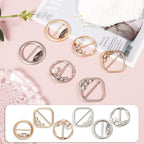 T-Shirt Clips 9 PCS, Clothes Corner Knotted Button, Fashion Alloy Pearl Rhinestone Circle Clip Buckle Round Shirt Silk Scarf