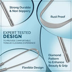MasterMedi Tongue Cleaner Tongue Scraper Surgical Grade Stainless Steel Tongue Brush Dental Kit Professional Eliminate Bad Breath With Non-synthetic Grip (Family Pack (4 pcs)