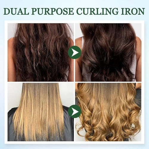 2 in 1 Mini Dual Purpose Curling Iron, 2026 New Portable Curling Wand & Flat Iron Hair Straightener, Mini Wave Hair Curling Iron Wand for Short and All Hair Types (Pink)