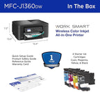 Brother Work Smart 1360 Wireless Color Inkjet All-in-One Printer with Automatic Duplex Printing and 1.8” Color Display | Includes Refresh Subscription Trial(1) (MFC-J1360DW) (Uses LC501 Series Inks)
