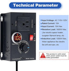 HARMNEE AC Motor Speed Controller 110-120V / 10A Rated / 15A Max, Fan Speed Control AC Electronic Voltage Regulator with Black-Coated Matt Metal Shell & Voltage LED Display Screen
