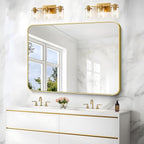 36"x48" Bathroom Mirror, Gold Rectangle Mirror, Large Rectangular Wall Mirror, Rounded Corner Vanity Mirror with Aluminum Metal Frame for Bathroom Bedroom Living Room Horizontal/Vertical