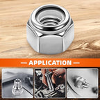MewuDecor 5/16-18 Nylon Insert Hex Lock Nuts Locknuts, 304 Stainless Steel 18-8, Bright Finish, 50 PCS