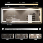 YEELAIT 96x36 Inch LED Bathroom Mirror with Lights Front and Backlit Lighted Vanity Mirror for Bathroom Wall with 3 Colors Dimmable Anti-Fog Memory Shatter-Proof IP54 Waterproof Horizontal/Vertical