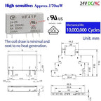 ZJWZJH 10Pcs Miniature Electromagnetic Relay 24V Coil DC/AC; Signal for PLC; HF41F/24-ZS 1NO 1NC 6Amp SPDT with Jumper, Separator, 24V Relay Din Rail, UL Listed