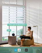 Yoolax Motorized Blinds with Remote, Electric Zebra Blinds for Indoor Windows, Room Darkening Smart Shades with Voice Control, Compatible with Alexa Google Home, APP Control, 55" W x 72" H, White