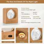 Yijhpbc Custom 3D Crystal Photo Night Light Personalized Photo Crystal Ball Engraved Picture Lamp with Wood Base Memorial Gift for Pets Family Couple Birthday Valentine's Day (Style 2)