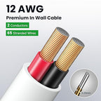 BAHIWOM Fire Safety CL2 Speaker Wire in-Wall & in-Ceiling 12 Gauge Wire 200 FT CCA Cord 2 Conductors Red Black Speaker Cable for Indoor Home Theater System,Car Audio Soft White Jacket