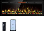 48" WiFi Electric Fireplace Inserts, Recessed and Wall Mounted Fireplace Heater W/Adjustable Flame Color & Brightness, Thermostat, 9H Timer, App and Remote Control, Low Noise, 750/1500W