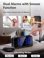 Mesqool Extra-Loud Alarm Clock with Bed Shaker for Heavy Sleepers, Vibrating & Buzzer Modes, Dual Alarms, USB Charging, Snooze & Battery Backup for Adults, Teens, Seniors