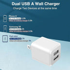 USB Wall Charger，Dual A USB Port Cube Power Plug Adapter，Fast Phone Charger Block Charging Box Brick for i Phone 16 15 14 13 12 11 Pro Max 10 SE X 8 7 Plus-Colorful