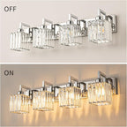 FDPBY Modern Bathroom Vanity Light 4-Lights Chrome Crystal Wall Lamp Bathroom Modern Crystal Vanity Lighting