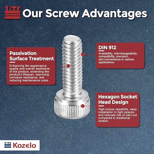 Kozelo 40pcs Socket Head Cap Screws - [M4-0.7 x 10mm] 304 Stainless Steel Allen Socket Drive for Electrical Motor 3D Printing Fan Engine Replacement Use, Silver