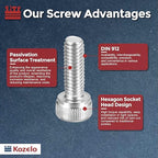 Kozelo 40pcs Socket Head Cap Screws - [M4-0.7 x 12mm] 304 Stainless Steel Allen Socket Drive for Electrical Motor 3D Printing Fan Engine Replacement Use, Silver
