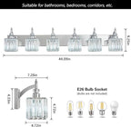 BBLLWJ 6 Light Bathroom Vanity Light Modern Chrome Vanity Light Fixtures Bathroom Light Fixtures Over Mirror Crystal Vanity Lighting Fixtures