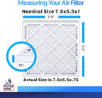 Filter King 7.5x5.5x1 Air Filter | 4-PACK | MERV 8 HVAC Pleated A/C Furnace Filters | MADE IN USA | Actual Size: 7.5 x 5.5 x .75"