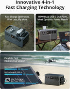 DJI Power 1000 Portable Power Station, 1024Wh LiFePO4 Battery, 2200W (Peak 2600W) AC/140W USB-C Output, 23db Ultra-Silent, Solar Generator For Home Backup, Camping(Solar Panel Optional)