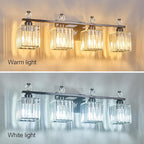 FDPBY Vanity Lights 4-Light Modern Crystal Vanity Light Plating Black Bathroom Light Fixtures Over Mirror Crystal Bathroom Vanity Lighting Fixtures