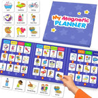 QUOKKA Magnetic Chore Chart for Kids with 72 Routine Magnets & Star Rewards - Foldable Visual Daily Responsibility Schedule and Behavior Chart for Kids - Help Kids Build Good Habits and Independence