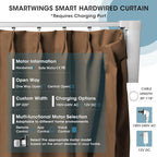 SmartWings Automatic Curtain Opener with Drapery, Motorized Vertical Blinds with Remote, Electric Closet Doors Sliding Panels Compatible with Alexa Google Homekit, 93% Blackout Brown Orange