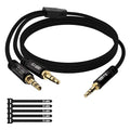 Kxable 1/8 Inch TRS Stereo Y Splitter Cable 4FT, 3.5mm Male to 2-Male Y-Splitter Stereo Audio Cable, for Cell Phone PC Laptop, Speaker, Headphones, Suitable for Switching or Two Sets of Speakers
