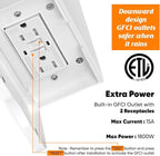 Porch Light with GFCI Outlets Built-in, Motion Sensor Dusk to Dawn Outdoor Light Fixture Wall Lantern, Aluminum Anti-rust Outside Wall Sconce Front Door, White Exterior Wall Light for Patio Garage