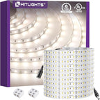 HitLights White LED Strip Lights 4000K 24V, 26.2ft Cuttable Tape Backed 3oz PCB, UL Listed, 1325 Lumen/m, CRI>95, IP20, Lighting for Living Room, Kitchen, Under Cabinets (Power Source Not Included)