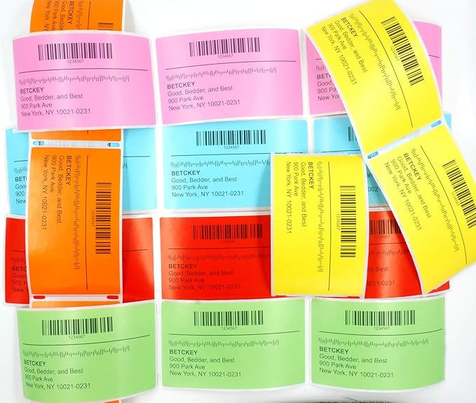 BETCKEY Colored Labels Compatible with Dymo 30333 (1/2" x 1") Extra Small Labels (2-up), Compatible for Dymo LabelWriter Thermal 450, 4XL & Zebra Desktop Printers [6 Rolls, Orange]