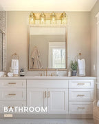 METWET 4-Light Bathroom Light Fixtures, 24.5 Inch Brushed Gold Vanity Lights with Clear Hammered Glass Cylinder Shade, Modern Vanity Lighting Fixture Over Mirror, VL198-BG-4