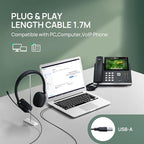 Yealink UH35 Wired Headset, USB Headset with Noise Cancelling Mic, Optimized for Skype and Zoom and Other Leading Conferencing Platforms, All-Day Comfort Design, Mute Button, Busylight