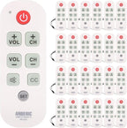 [25 Pack] Anderic Easy Big Button Universal TV Remote Control. Easy to Use, Learning, Glow Keys - Television & Cable Box Controller, Perfect for Assisted Living Elderly Care - White - RR1004