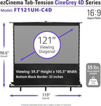Elite Screens ezCinema Tab-Tension CineGrey 4D, 121-inch 16:9, Manual Floor Pull Up ISF Ceiling Ambient Light Rejecting, Portable Home Office Classroom Projector Screen with Carrying Bag, FT121UH-C4D