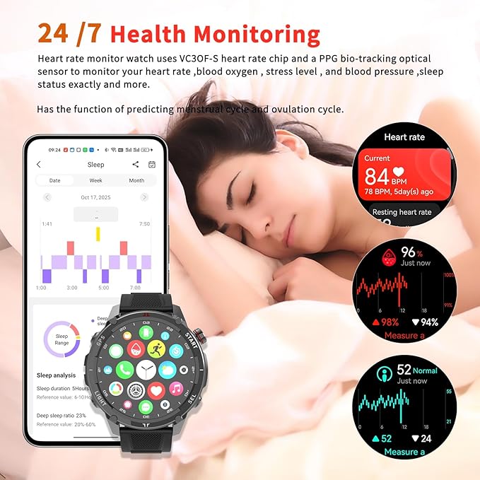 Fitness Tracker Watch with Heart Rate Monitor Activity Tracker with Pedometer Smart Watch Sleep Monitor with Step Counter Calories Blood Oxygen Blood Pressure Monitor Make/Answer Call Health Tracker