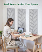 Topnaca 6 Pack Acoustic Panels Sound Absorbing for Home Theater Walls, Decorative Gray Self-Adhesive Leaf Textured Art Ceiling Tiles - Acoustical Treatments for Recording Studio Door 17"×12"×0.4"