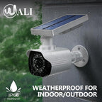 WALI Dummy Fake Camera, Security Camera with Motion Sensor Flood Light, Simulated Surveillance Security CCTV Dome Camera Indoor Outdoor (TCW2-SOL), 2 Packs, White-Solar