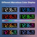Soobest 14.2" Large Display Digital Wall Clock with Date Day of Week Temp Timer, Electric 8-in-1 Color Changing Big LED Clock for Elderly Seniors, Auto DST, Remote Control for Living Room Home Gym
