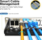 PBAEGAV 8 Port Patch Panel Blank UTP/STP 1U 10“ Keystone Patch Panel with Cable Management and Support Bar Compatible with LC/SC/ST/FC/USB/HDMI Keystone Jack(8 Port)