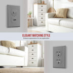 ENERLITES Duplex Wall Plates Kit, Home Electrical Outlet Cover, 1-Gang Standard Size, Unbreakable Polycarbonate Material, 8821-GY-10PCS, Gray, 10 Pack, Grey, 10 Count
