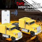 WSTER American Truck Bluetooth Speaker with HD Sound, TWS Pairing, LED Party Light, Operation Panel, Built-in Mic, Portable Car Model Speaker for Parties, Beach, Outdoor Activities (Yellow)