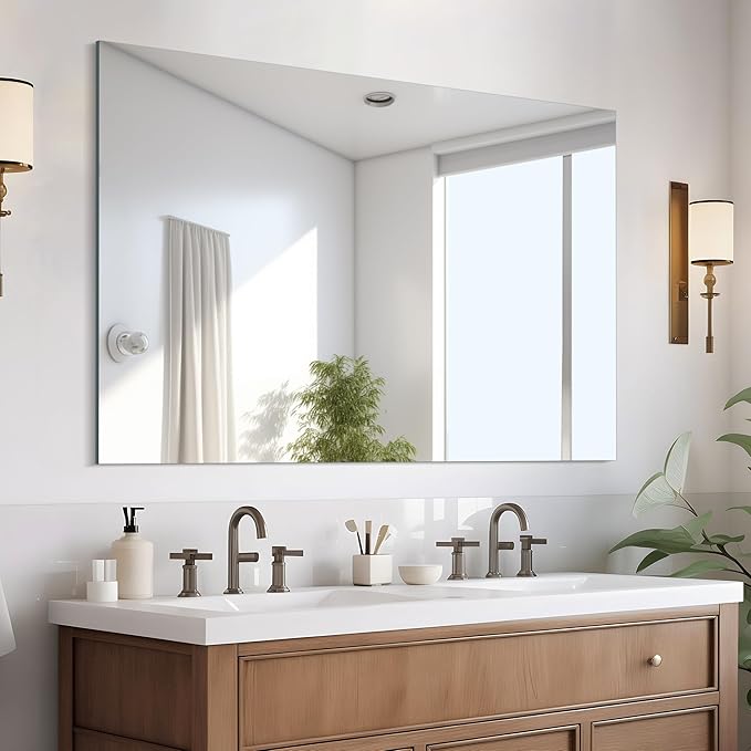 CILIBER Frameless Mirror, 30x40 Inch Rectangle Bathroom Mirrors for Wall, Upgraded Shatterproof Large Vanity Mirror Over Sink with Polished Edge for Bathroom, Bedroom, Living Room and Entryway