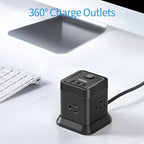 Extension Cord 15 ft, FDTEK Flat Plug Power Strip with 4 Widely Spaced Outlet with 3 USB, Extension Cord with Multiple Outlets for Indoor Home Office, Dorm Room Essentials