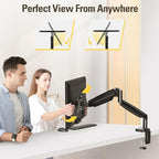 DreamAxis Single Monitor Mount Stand for 22-40" Computer Screens, Heavy Duty Gas Spring Monitor Arm Holds Up to 30.9 lbs, Adjustable Vesa Mount with C-Clamp & Grommet Base, Black