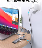LENTION USB C Hub with 100W Charging, 4K HDMI, Dual Card Reader, USB 3.0 & 2.0 Compatible MacBook Pro, New Mac Air/Surface, Chromebook, More, Stable Driver Adapter (CB-CE18, Space Gray)